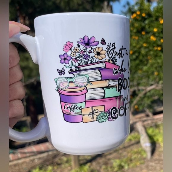 Just a girl who loves books and coffee 15 oz mug - Picture 3 of 3